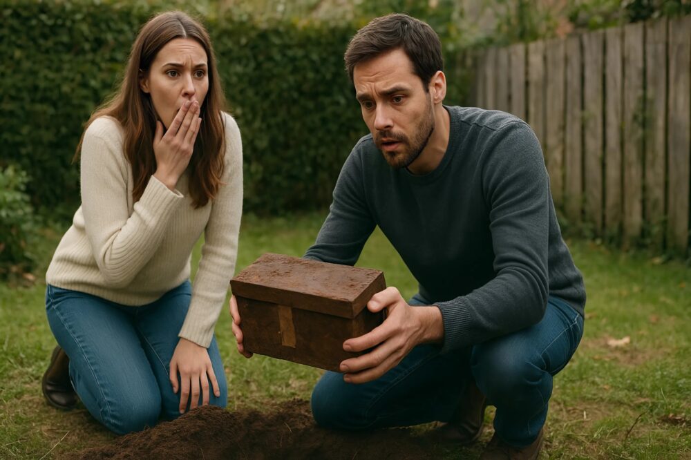 Llegué a casa más temprano de lo habitual y encontré a mi esposo desenterrando algo en el jardín… No tenía ni idea de lo que iba a descubrir