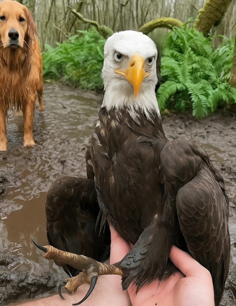 Un águila estaba frente a nuestra puerta, como si nos pidiera ayuda: la seguí con mi perro y lo que descubrí me dejó sin palabras