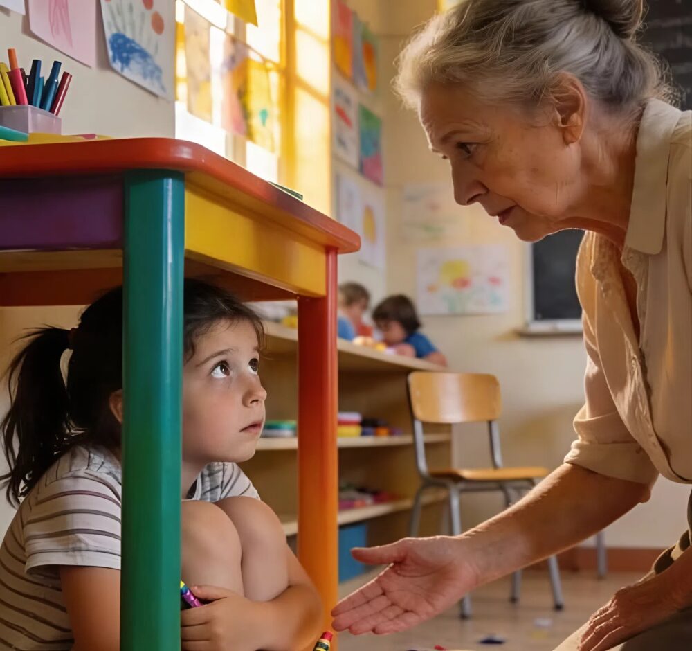 Una niña se negaba a sentarse desde hacía tres semanas en la escuela infantil y se escondía debajo de la mesa: la razón de su extraño comportamiento me dejó sin palabras