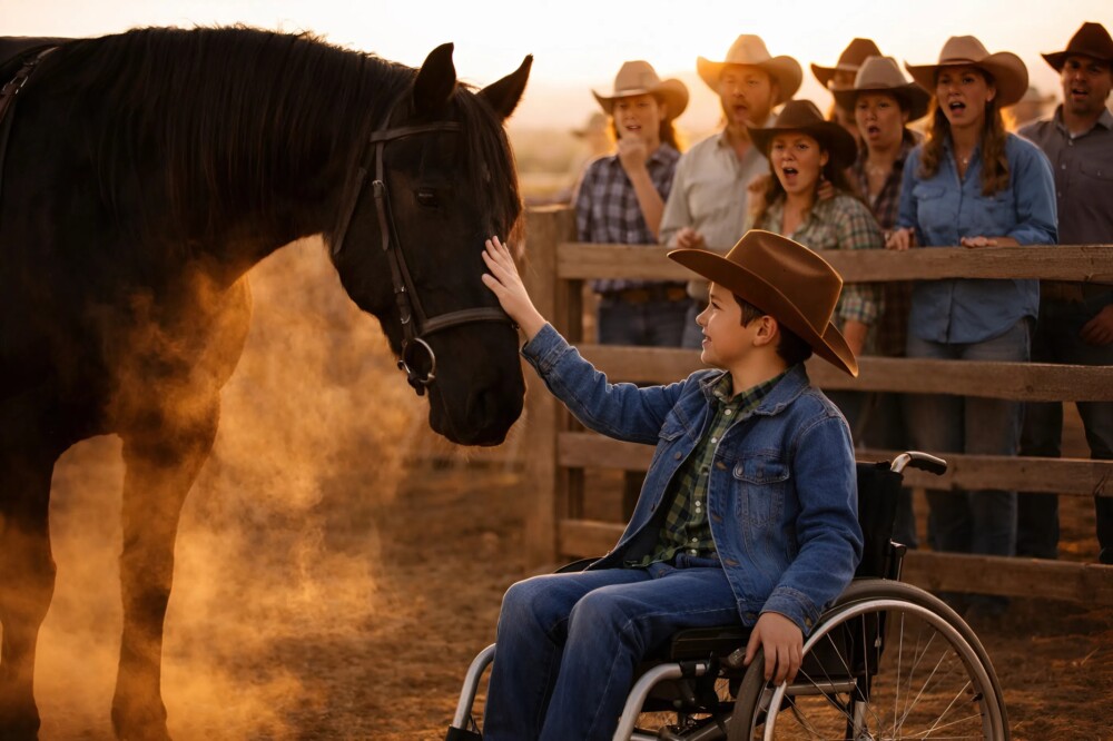 Un niño paralizado entró en la arena: uno de los caballos salvajes se acercó a él, y lo que hizo dejó a todos sin palabras