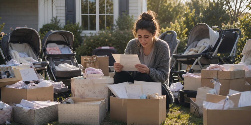 Después de perder a mi hijo recién nacido, regalé todas las cosas que había comprado para él: luego, una mañana, descubrí mi jardín cubierto de cochecitos con cajas y no pude contener las lágrimas al ver su contenido